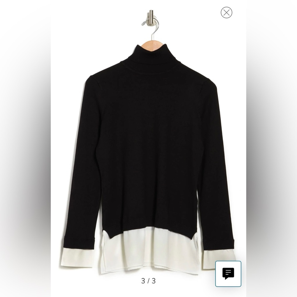 Adrianna Papell Black and Cream Turtleneck Sweater